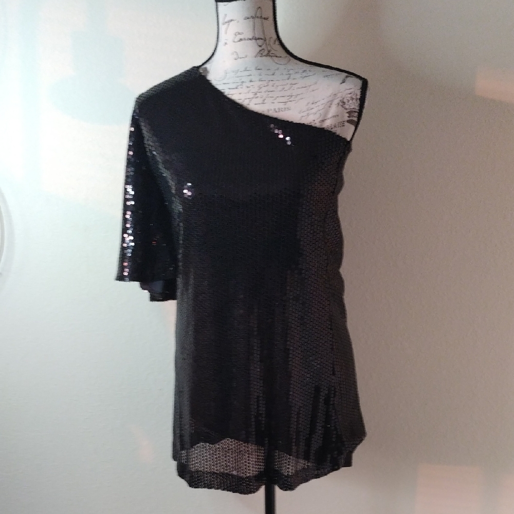 Ark & Co Black Asymmetrical One Shoulder Dress